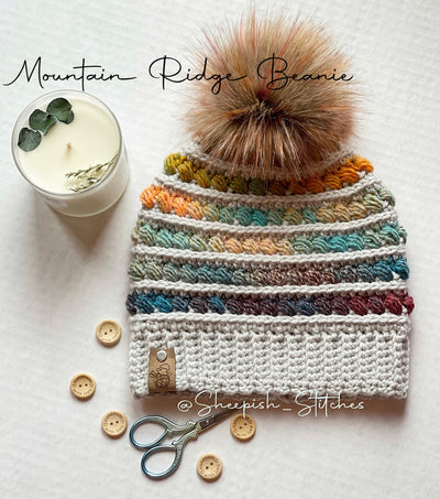 Mountain Ridge Beanie Crochet Pattern by Sheepish Stitches