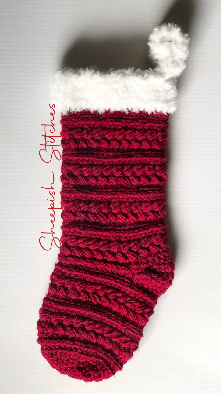 Winter Braid Stocking Crochet Pattern by Sheepish Stitches