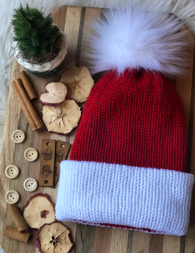 Double layer knit Santa inspired beanie