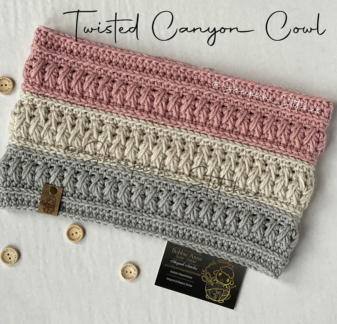 Twisted Canyon Cowl Crochet Pattern by Sheepish Stitches